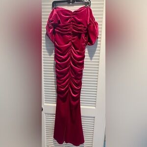 Fashion Nova Fuscia Floor-Length Mermaid Ruched Formal Dress SIZE L
